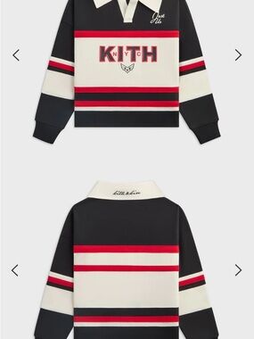 Kith Kids Black, White & Red Striped Rugby Sweatshirt